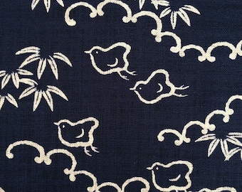 Sevenberry chidori little bird Japanese cotton fabric 88223-11 navy blue beige