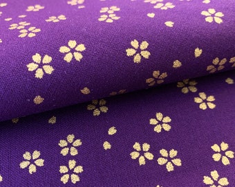 Sevenberry Golden Sakura Cherry Blossoms Japanese cotton fabric 88337-1-3 purple