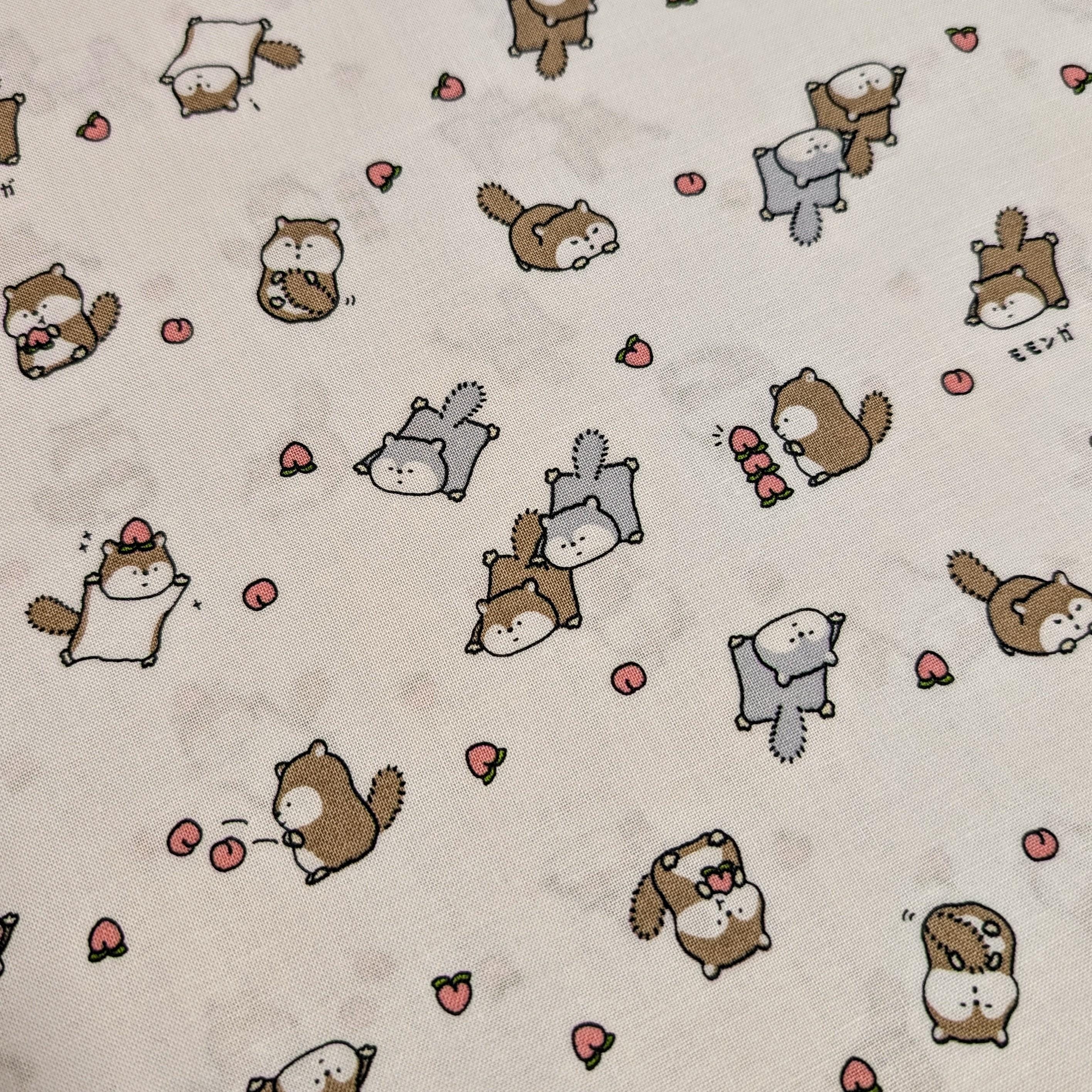 Flying Squirrels & Peaches Cosmo Japanese Cotton Fabric AP-51105-1