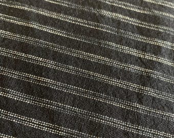 Rustic Woven Stripe Japanese cotton fabric CN-18-1 black white - half yard
