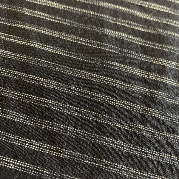 Rustic Woven Stripe Japanese cotton fabric CN-18-1 black white - half yard