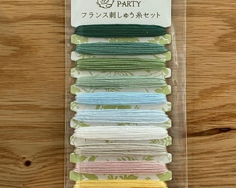 Olympus Garden Party Card 10 - Natural - Japanese embroidery floss 10 color assortment green white