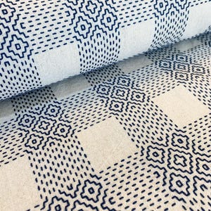 Olympus Sashiko fabric white blue Sakizomemomen S256A - half yard