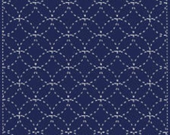 Yokota Shippou Sashiko Fukin japansk bomull sashiko provtagningstyg NAVY BLUE 843S-203