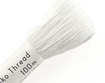 Olympus Color #101 Japanese Cotton Sashiko thread WHITE 100 meter skein