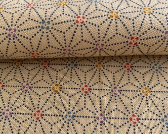 Sevenberry Dotted Asanoha stars Japanese cotton fabric 88227-1-2 yellow beige