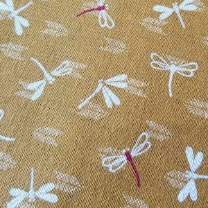 Sevenberry Dragonflies with Arrows Japanese cotton fabric 88227-3-2 mustard yellow