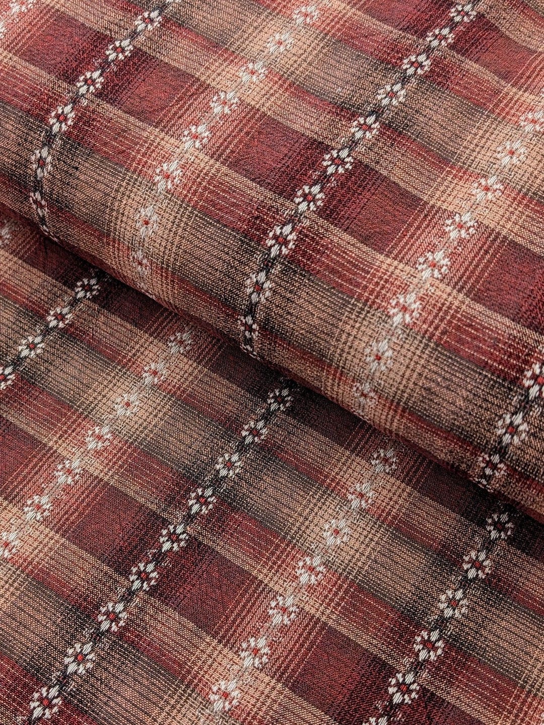 Daisy Chain Glen Check Plaid Japanese Yarn Dyed Cotton Fabric