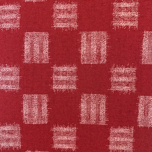 Sevenberry printed Ikat squares Japanese cotton fabric 88229-4-2 red image 1