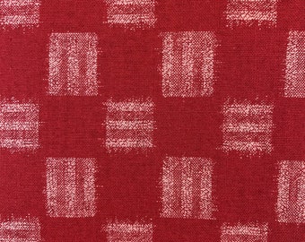 Sevenberry printed Ikat squares Japanese cotton fabric 88229-4-2 red