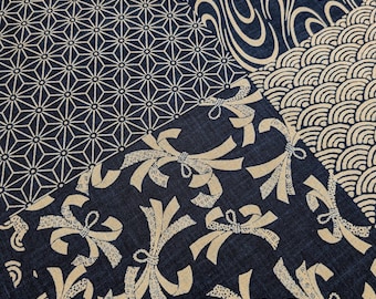 Traditional Blocks hand stenciled Japanese cotton fabric KP7090-57-A - half yard