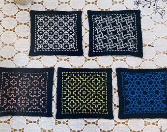 Olympus Sashiko Coaster kit with fabric, needle, and thread SK-331