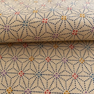 Sevenberry Dotted Asanoha stars Japanese cotton fabric 88227-1-2 yellow beige