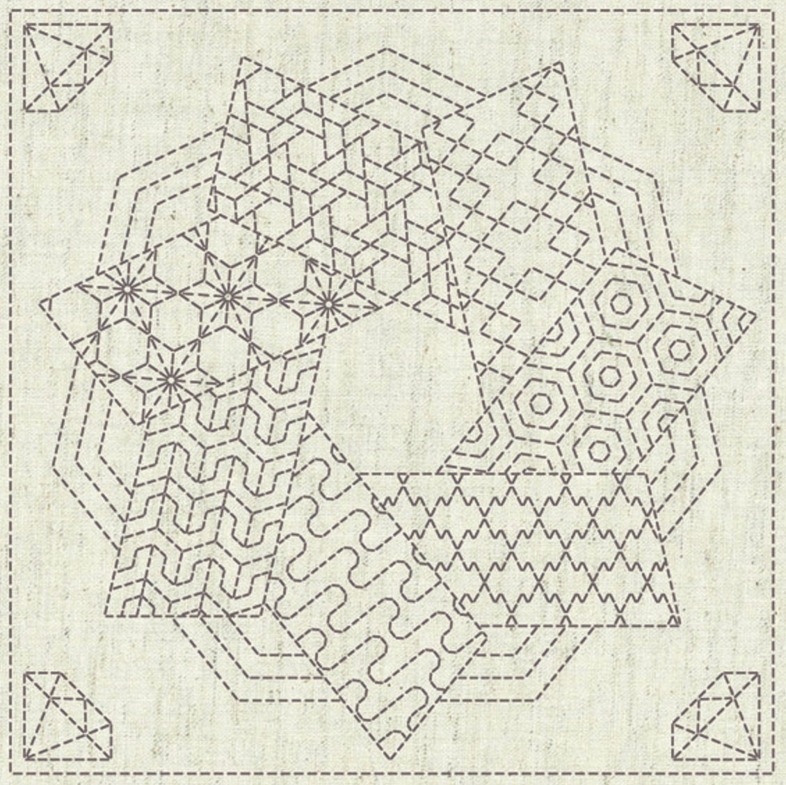 hanapecha 花魁(小) Hana-zashi Sashiko Sampler in White – Fiddlehead Artisan Supply