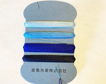 Kinkame #5 INDIGO BLUE silk thread Japanese 4 color assortment navy blue indigo