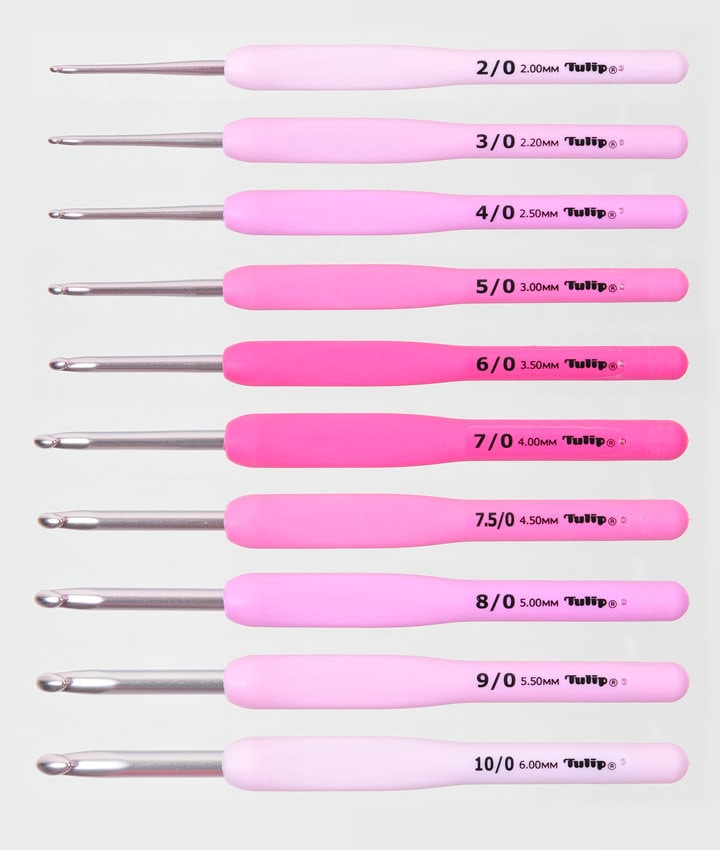 Tulip is launching PINK ETIMO candy Cushion grip crochet hook set