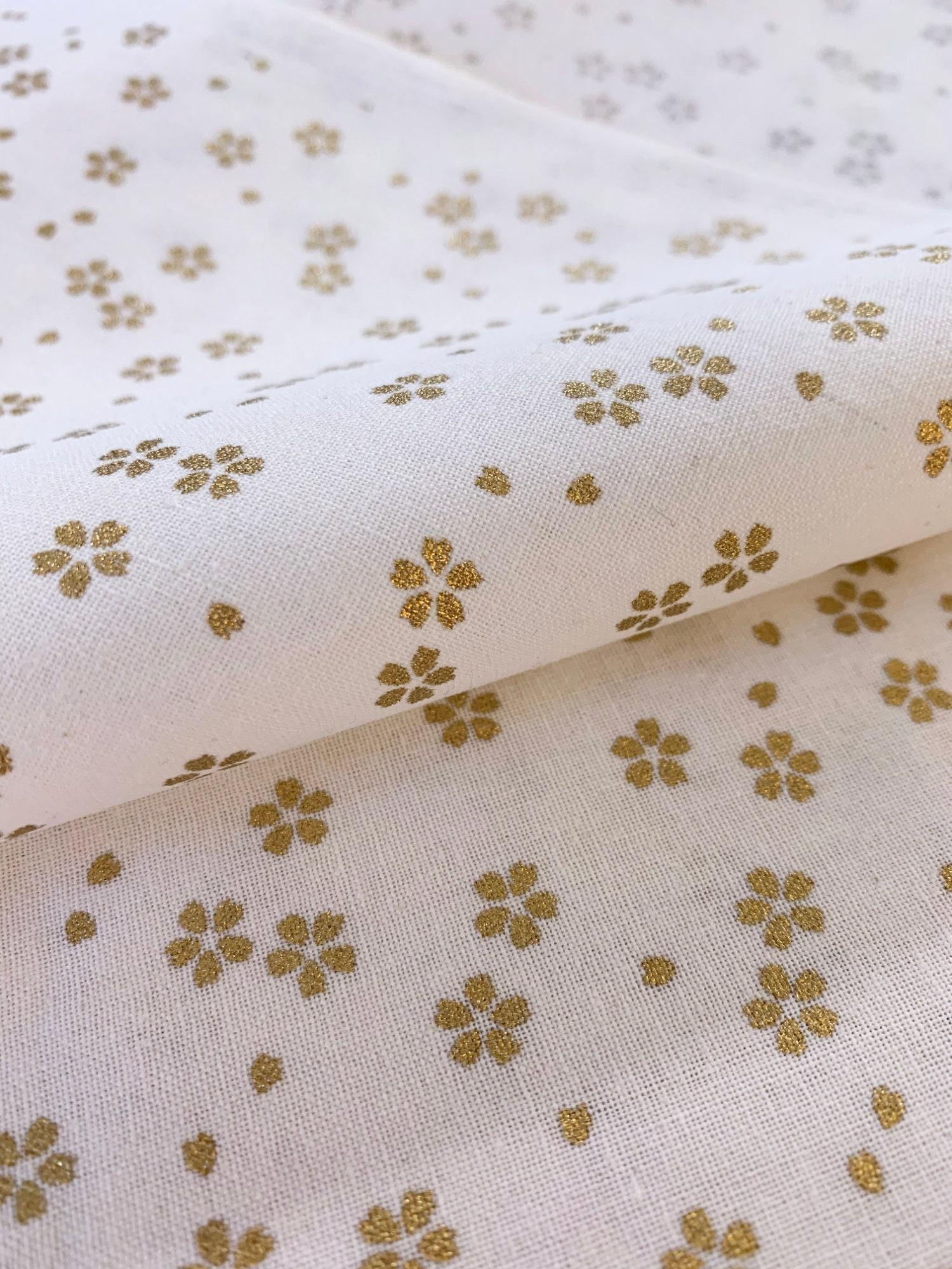 Golden Sakura Cherry Blossoms Sevenberry Japanese Cotton Fabric
