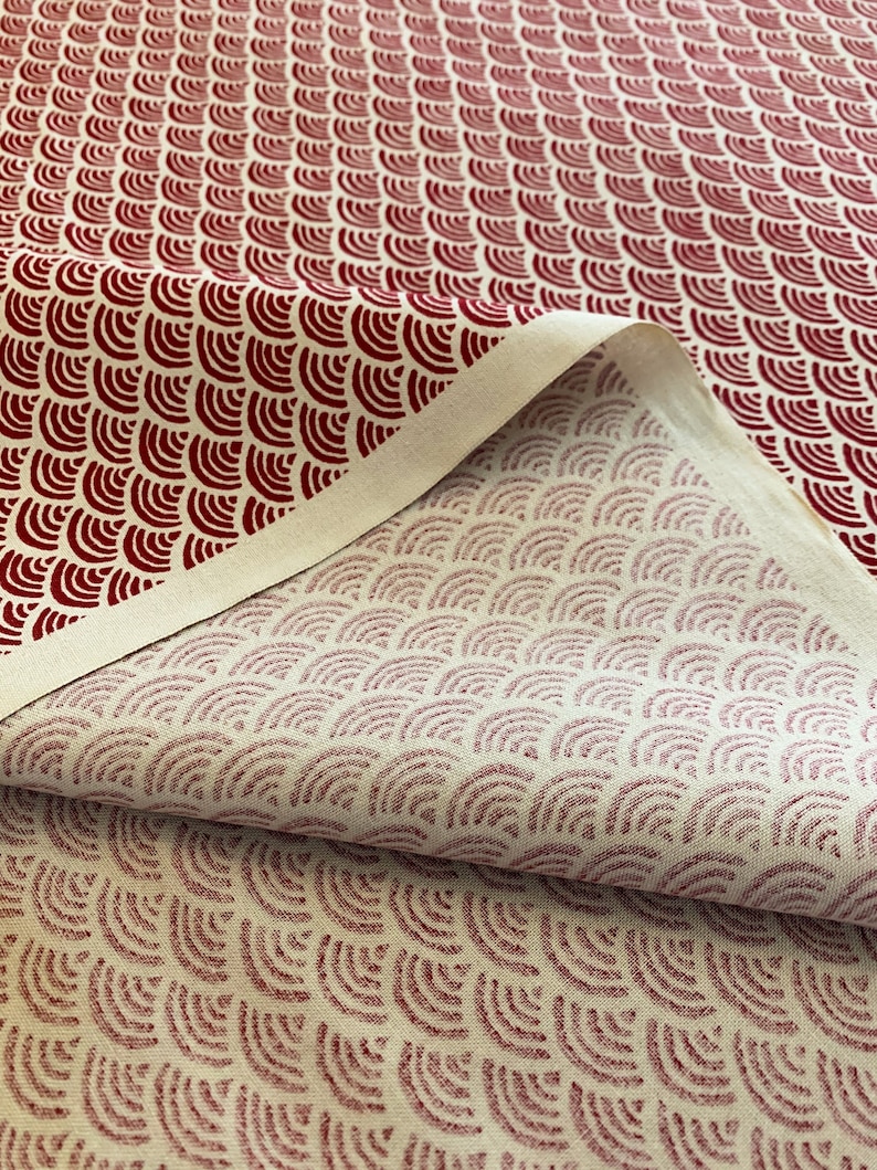 Sevenberry Waves Japanese cotton fabric 88220-1-1 red beige image 4