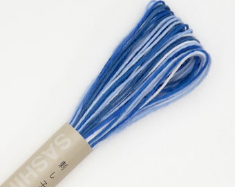 Olympus Color #52 Japanese Cotton Sashiko thread VARIEGATED BLUE 20 meter skein