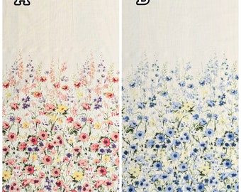 Watercolor Sping Flowers Kokka Border Print Japanese Cotton Watercolor Sping Flowers Kokka Border Print Japanese Cotton