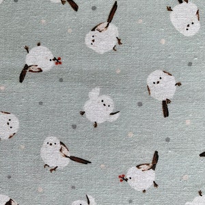 Chickadee Chirp Cosmo Japanese cotton fabric AP21802-2C mint green