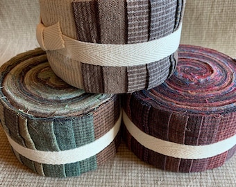 Cosmo Twist Yarn dyed cotton fabric roll assorted colors 20 pieces 2.5 inch
