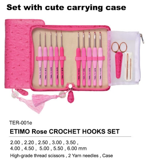 Tulip ETIMO Rose Steel Crochet Hook With Cushion Grip Pink Single