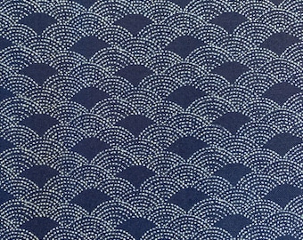 Layered Dotted Waves Cosmo Japanese quilt cotton fabric AP1310-13 navy blue gray