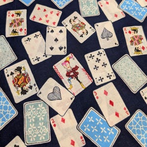 Tissu en coton japonais Hokkoh Legendary Singing Cards 1025-600-14 D bleu
