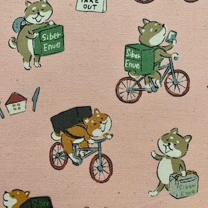 Shiba Delivery Service Trèfle Kokka Japanese cotton fabric YKA-89050-1A pink