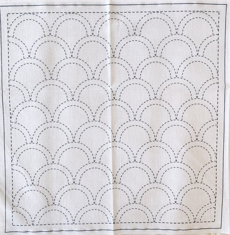 Seigaiha /& Hexies hana fukin towel sashiko sampler 100/% cotton washout design SW380-2C