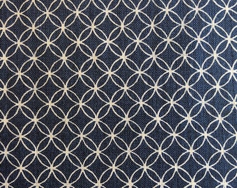 Sevenberry Shippou linked circles Japanese cotton fabric 88223-26 navy blue beige