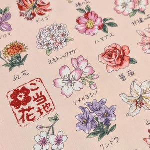 National Flowers Kokka Japanese cotton Oxford fabric YPA-51000-1 B pink