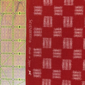 Sevenberry printed Ikat squares Japanese cotton fabric 88229-4-2 red image 3