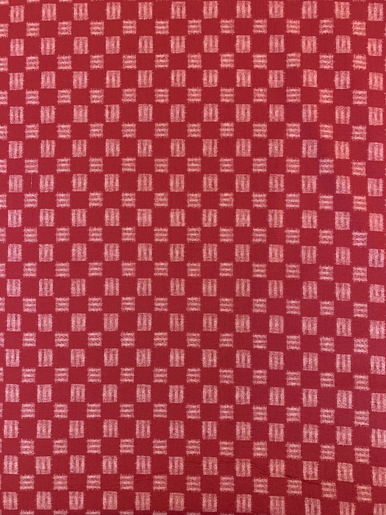 Sevenberry printed Ikat squares Japanese cotton fabric 88229-4-2 red image 2