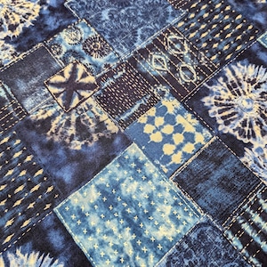 Printed Shibori Sashiko Patchwork Senyo Japanese cotton fabric SO-58700-2 A medium blue