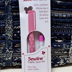 Blue SEWLINE Applique Fabric Glue Stick Pen with refill image 2