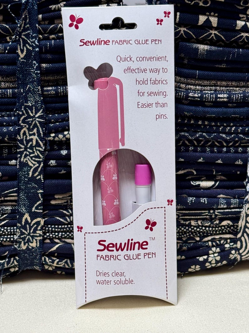 Blue SEWLINE Applique Fabric Glue Stick Pen with refill image 2