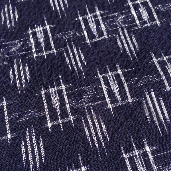 HALF METER Vintage Japanese kasuri ikat indigo cotton shijira ori Stones in the Stream