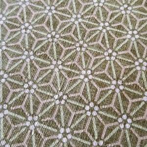 Morikiku Asanoha Hemp Leaf Star Japanese cotton dobby fabric M17000-E18 sage green