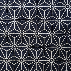 Sevenberry Asanoha hemp leaf star Japanese cotton fabric 88223-7 navy blue beige