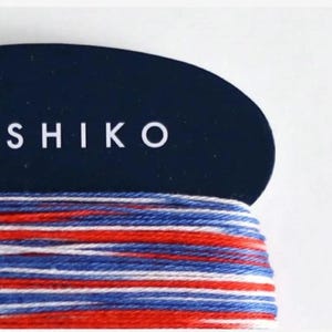Daruma #401 VARIEGATED red white and blue Japanese Cotton SASHIKO thread 40 meter skein 20/4