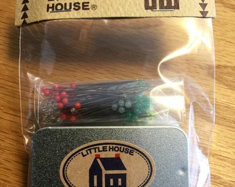 Little House Sewing Dressmaking Pins Japanese glass head pins Pin Tin