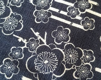 Sevenberry Plum Cherry Blossoms Japanese cotton fabric 88333 3-4 navy blue