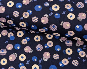 NEW Koizumi - Summer Blueberries Cotton Oxford Japanese Fabric - Navy Blue 142-1365-B-3