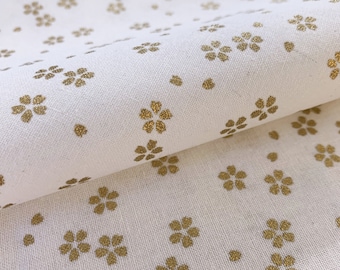 Golden Sakura Cherry Blossoms Sevenberry Japanese cotton fabric 88337-1-1 white