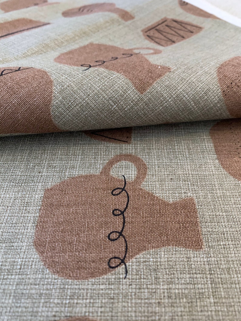 Kitchen Kitch Le Ciel Collection Handworks Fabric Japanese cotton linen SL10037S-E brown