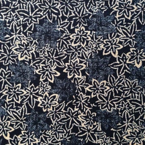 Sevenberry Maple Leaf Momiji Japanese cotton fabric 88223-2 navy blue beige image 2