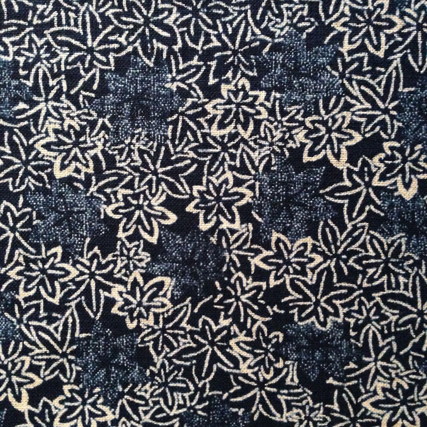Sevenberry maple leaf navy indigo blue Japanese cotton fabric | Etsy