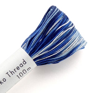 Olympus Color #151 BLUE WHITE Japanese sashiko thread variegated indigo navy blue 100 meter skien